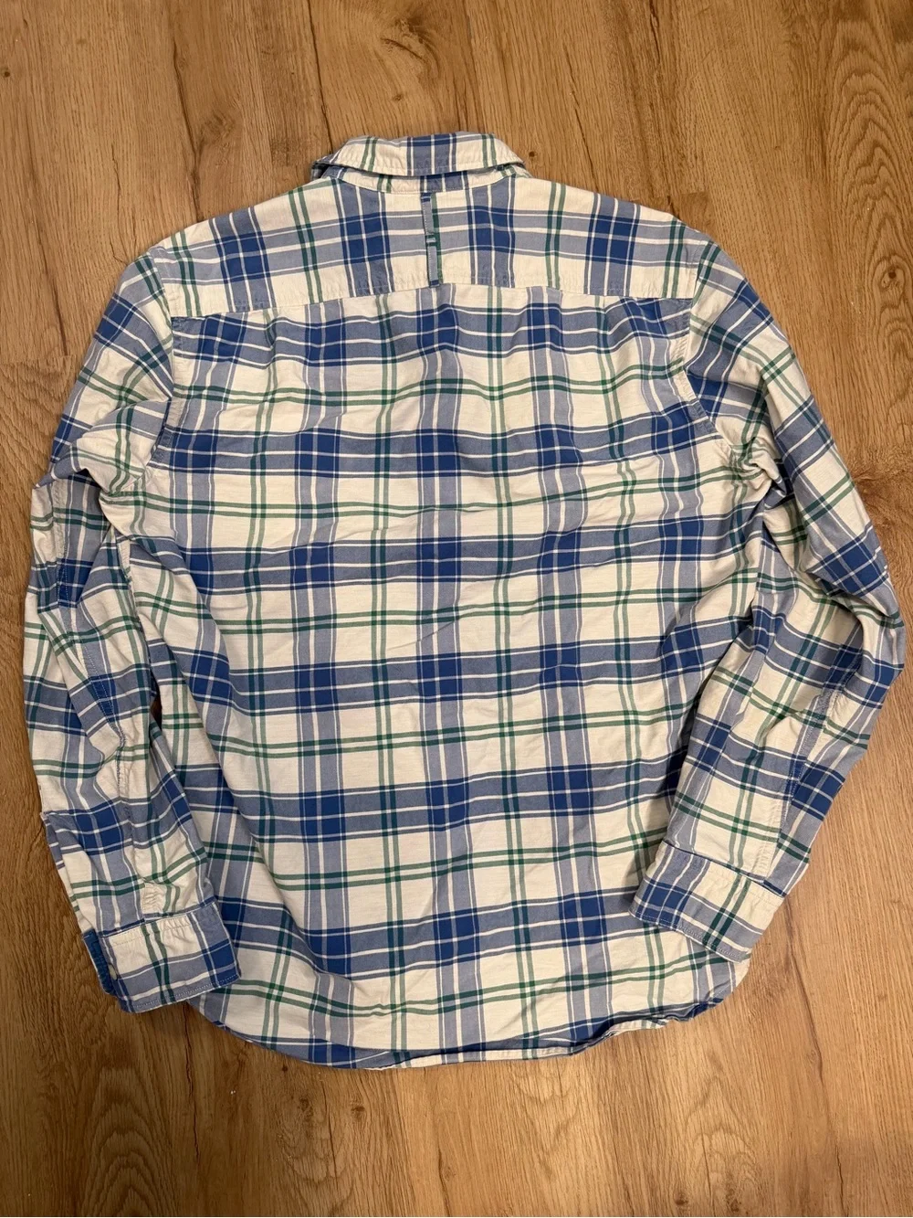Banana Republic Blue, White & Green Plaid Button-Down Shirt